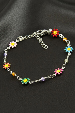 Papatya Mineli Çelik Bileklik