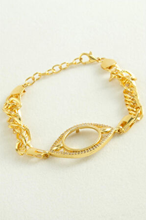 Çeyrek Altın Koyulabilir Taşlı Bileklik