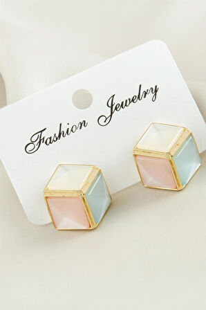 Küp Damla Sedef Taşlı Metal Küpe