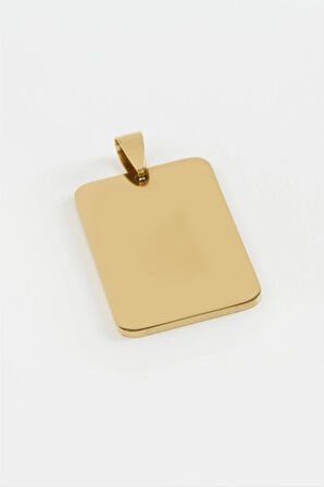 Künye İsim Yazılabilir Çelik Kolye Ucu 2,3*3,2 cm