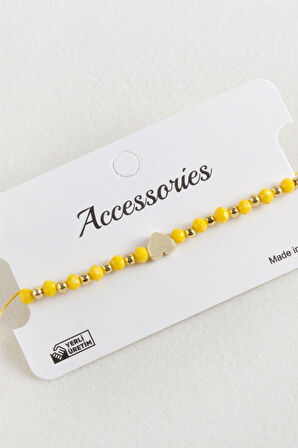 Kalp Kristal Makrome İp Bileklik