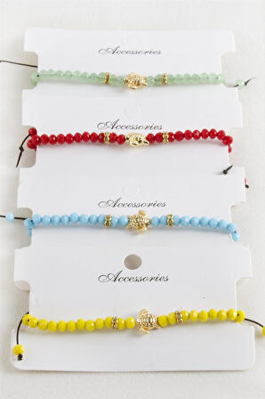 Kaplumbağa Kristal Makrome İp Bileklik