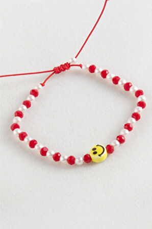 Emoji İnci Kristal Makrome İp Bileklik