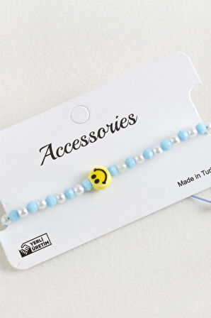 Emoji İnci Kristal Makrome İp Bileklik