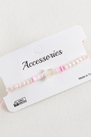 Yıldız Sedef Kristal Makrome İp Bileklik