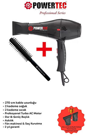 Powertec Tr-701 Profesyonel Fön Makinesi + Powertec Berber Fön Fırçası
