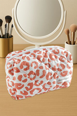 Leopar Desenli Makyaj Çantası