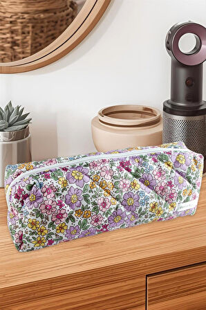 Çiçek Desenli Dy Saç Şekillendirici Çantası