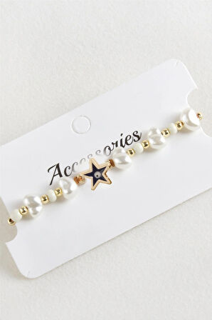 Deniz Yıldızı Boncuk İnci Makrome İp Bileklik