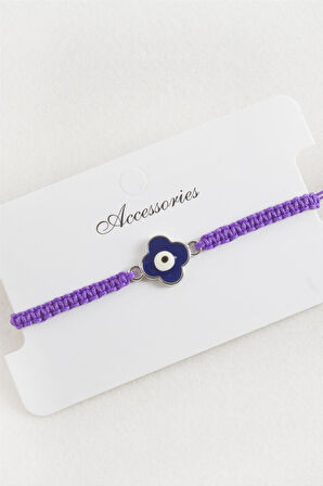 Çiçek Makrome Örgülü Bileklik