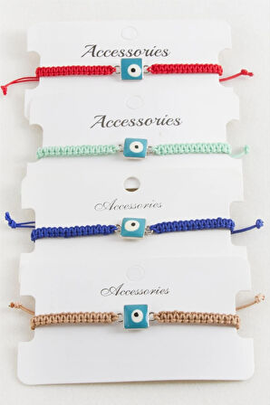 Kare Nazar Makrome Örgülü Bileklik