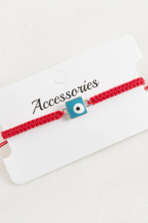 Kare Nazar Makrome Örgülü Bileklik