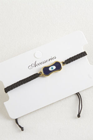 Oval Nazar Makrome Örgülü Bileklik