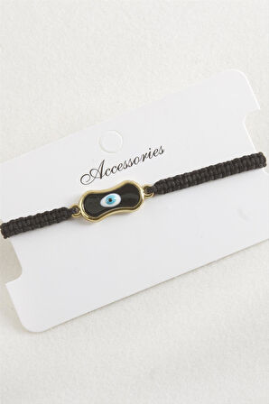 Oval Nazar Makrome Örgülü Bileklik