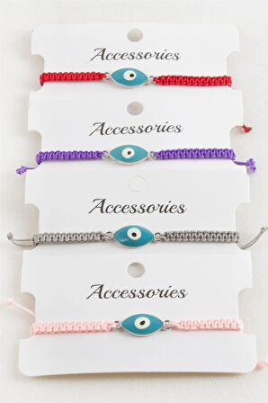 Oval Nazar Makrome Örgülü Bileklik