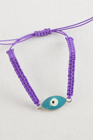 Oval Nazar Makrome Örgülü Bileklik