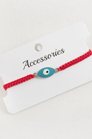 Oval Nazar Makrome Örgülü Bileklik