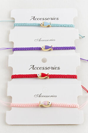 Balık Mineli Makrome Örgülü Bileklik