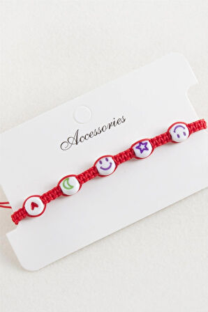 Emoji Makrome Örgülü Bileklik