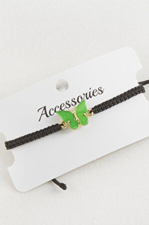 Kelebek Polyester Makrome Örgülü Bileklik