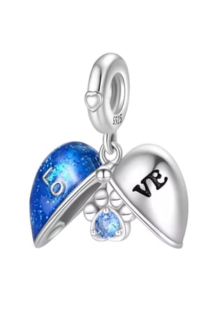 DANGLE Açılabilir Pati Sallantılı Love Kalp 925 Ayar Gümüş Charm