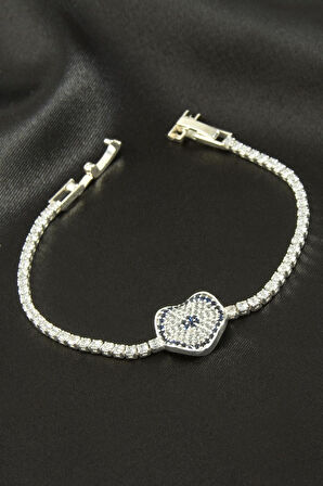 Dalgalı Oval Zirkon Taşlı Çocuk Bileklik 16 cm