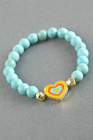 Karşık Figürlü Turkuaz Doğaltaş Bileklik