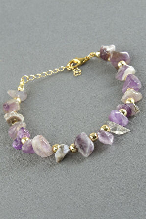 Amatist Kırık Doğaltaş Bileklik