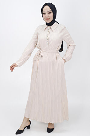 Bürümcük Kumaş Taş Detaylı Elbise