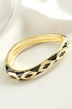 Üçgen İşlemeli Mineli Kelepçe Bileklik