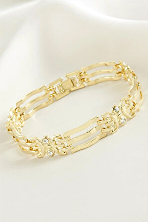 Xuping Üç Sıra Zirkon Taşlı Lüks Çelik Bileklik