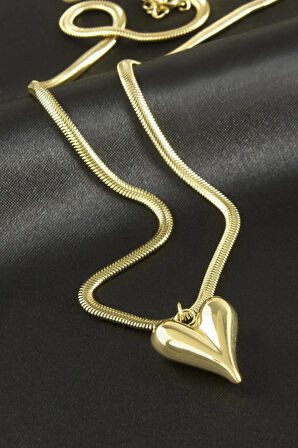 Kalp Lüks Çelik Kolye