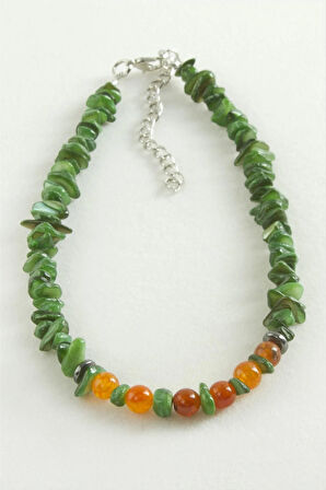 Çakra Yeşim Kırık Doğaltaş Kolye