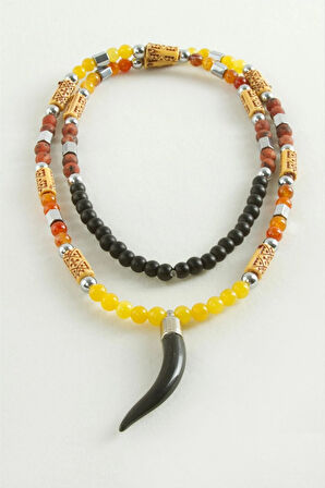 Fil Dişi Akik Doğaltaş Kolye