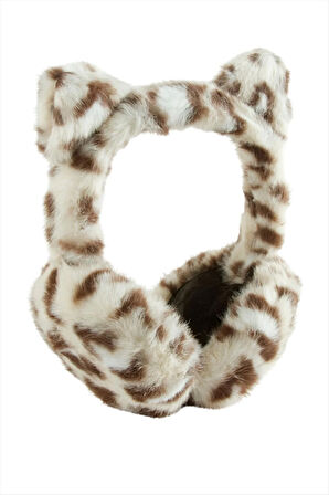 Leopar Desenli Yünlü Kışlık Kulaklık