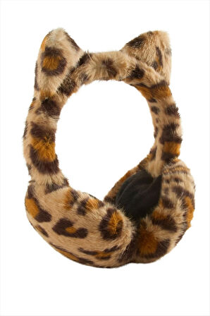 Leopar Desenli Yünlü Kışlık Kulaklık