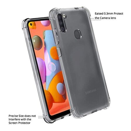 Smcase Samsung Galaxy M11 Kılıf Darbe Korumalı Silikon  Nano Ekran Koruyucu