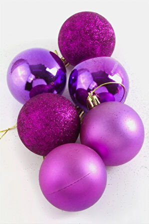 6 Adet Cici Top Yılbaşı Ağaç Süsü 6cm