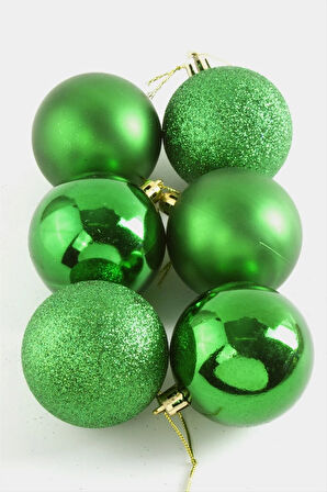 6 Adet Cici Top Yılbaşı Ağaç Süsü 6cm