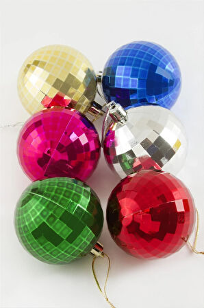 6 Adet Cici Top Yılbaşı Ağaç Süsü 6cm