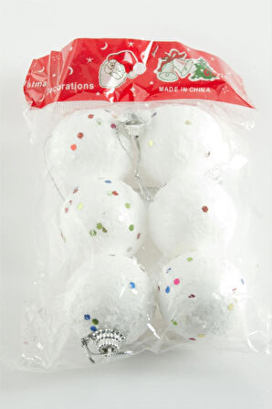 6 Adet Köpük Cici Yılbaşı Ağaç Süsü 4 cm