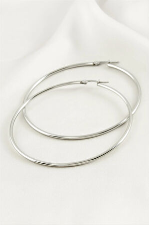 Halka Lüks Çelik Küpe 6 cm