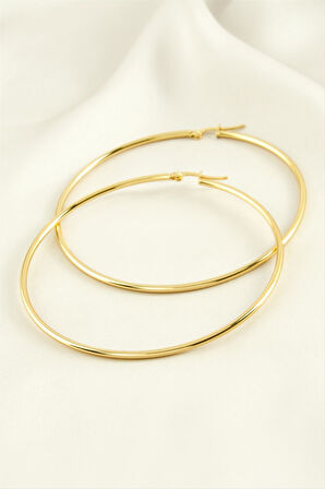 Halka Lüks Çelik Küpe 6 cm