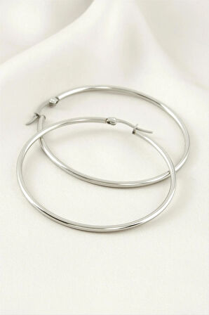 Halka Lüks Çelik Küpe 5,5 cm