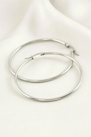 Halka Lüks Çelik Küpe 5 cm