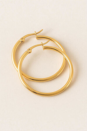 Halka Lüks Çelik Küpe 4,5 cm