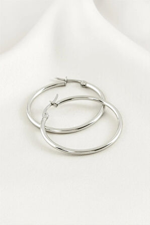 Halka Lüks Çelik Küpe 3,5 cm