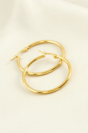 Halka Lüks Çelik Küpe 3,5 cm