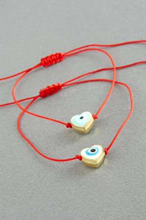 Kalp Nazar İp Bileklik 2 Adet