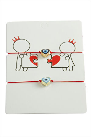 Kalp Nazar İp Bileklik 2 Adet